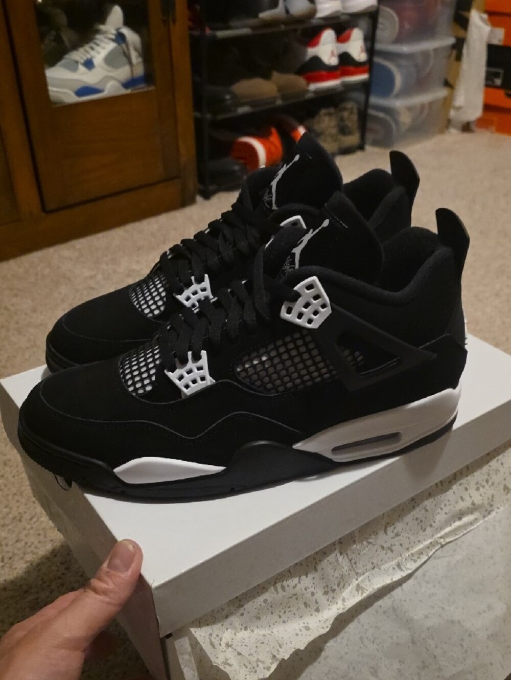 Jordan Men's Black and White Retro Lace-Up Sneakers - Picture 3 of 4
